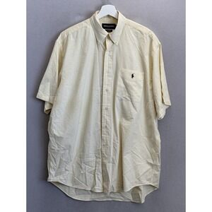 Ralph Lauren Golf Men's Sz L Yellow Stripe Tilden 100%‎ Cotton Button Up Shirt